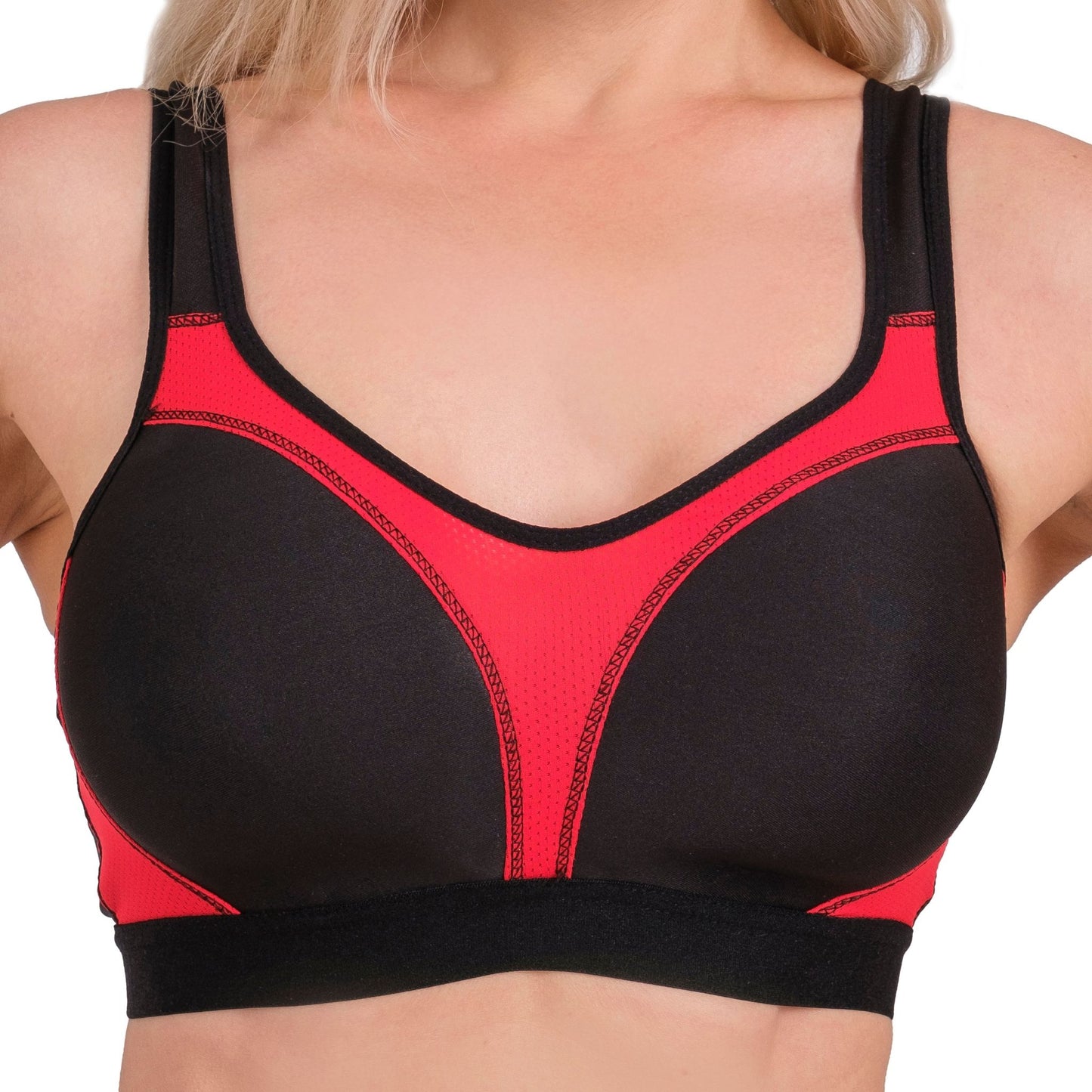Women’s High-Impact Sports Bra – Breathable Mesh & Supportive Fit (Red, Black, Navy, White) - Hazel Textile