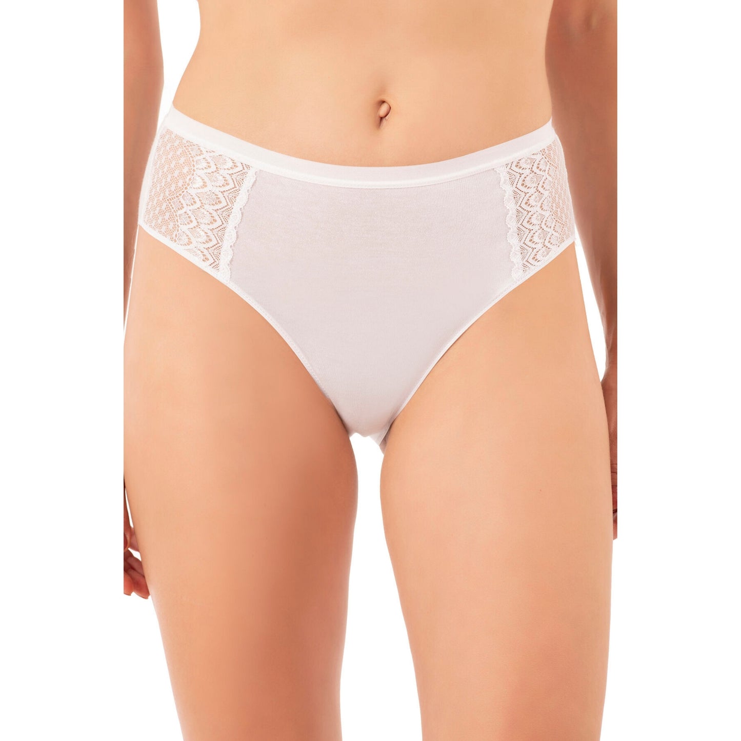 3-Pack Women’s Cotton Modal High-Leg Briefs – Lace Side Panel Underwear Set - Hazel Textile