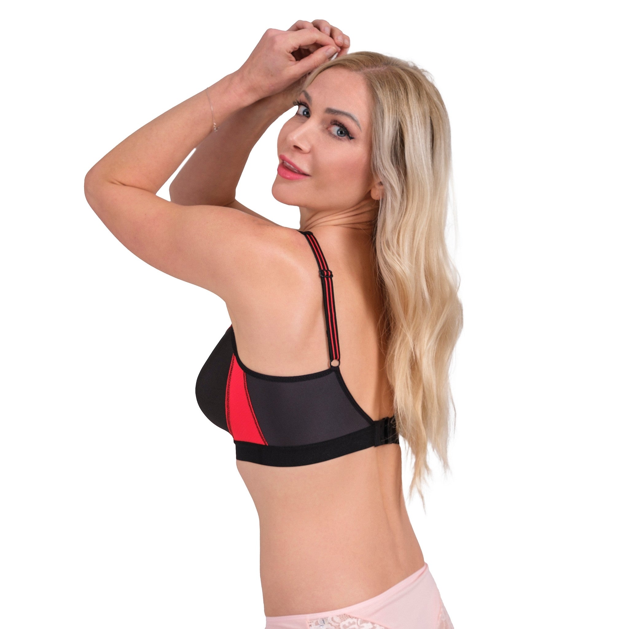 Women’s High-Impact Sports Bra – Breathable Mesh & Supportive Fit (Red, Black, Navy, White) - Hazel Textile