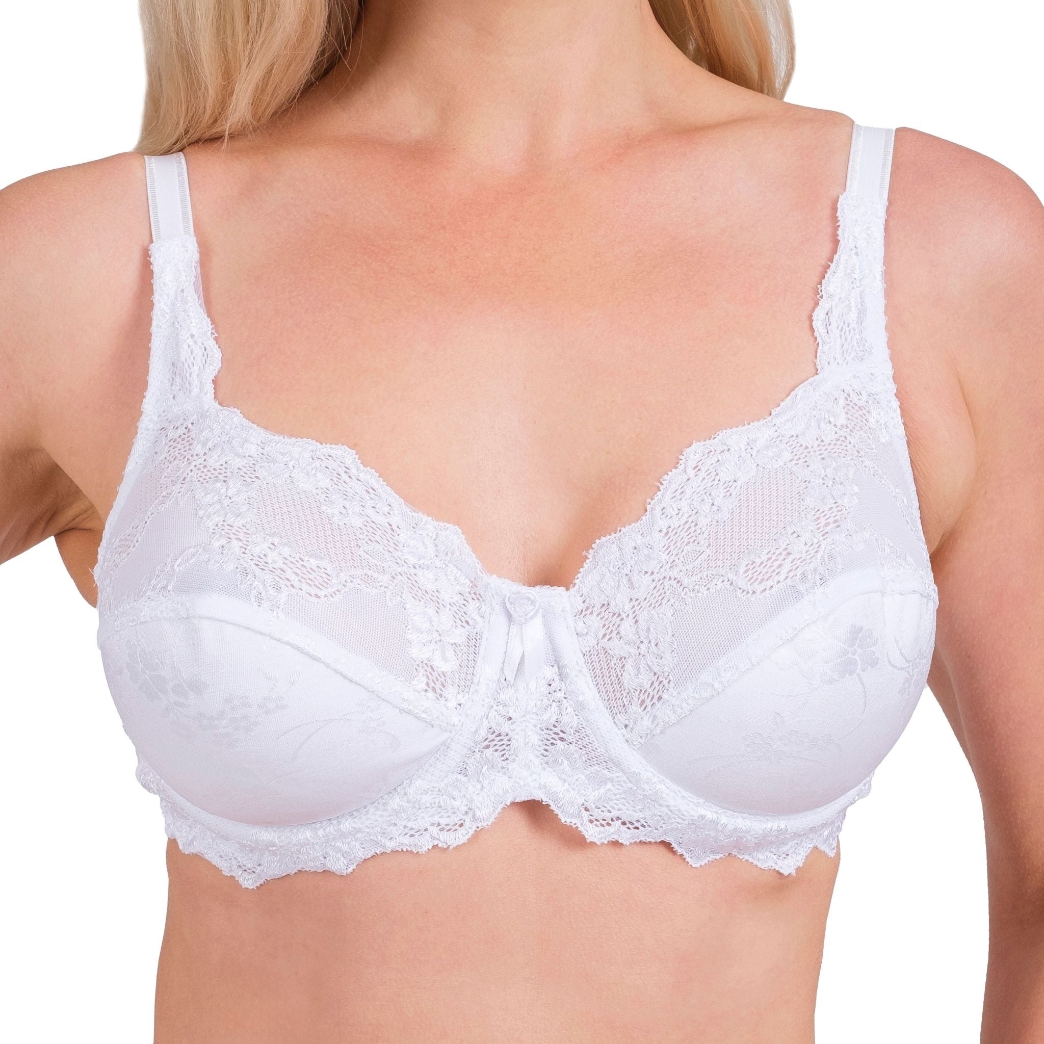Lace Full-Coverage Underwire Bra – Adjustable Straps, Breathable Fabric & Elegant Everyday Support (White, Skin, Black) - Hazel Textile