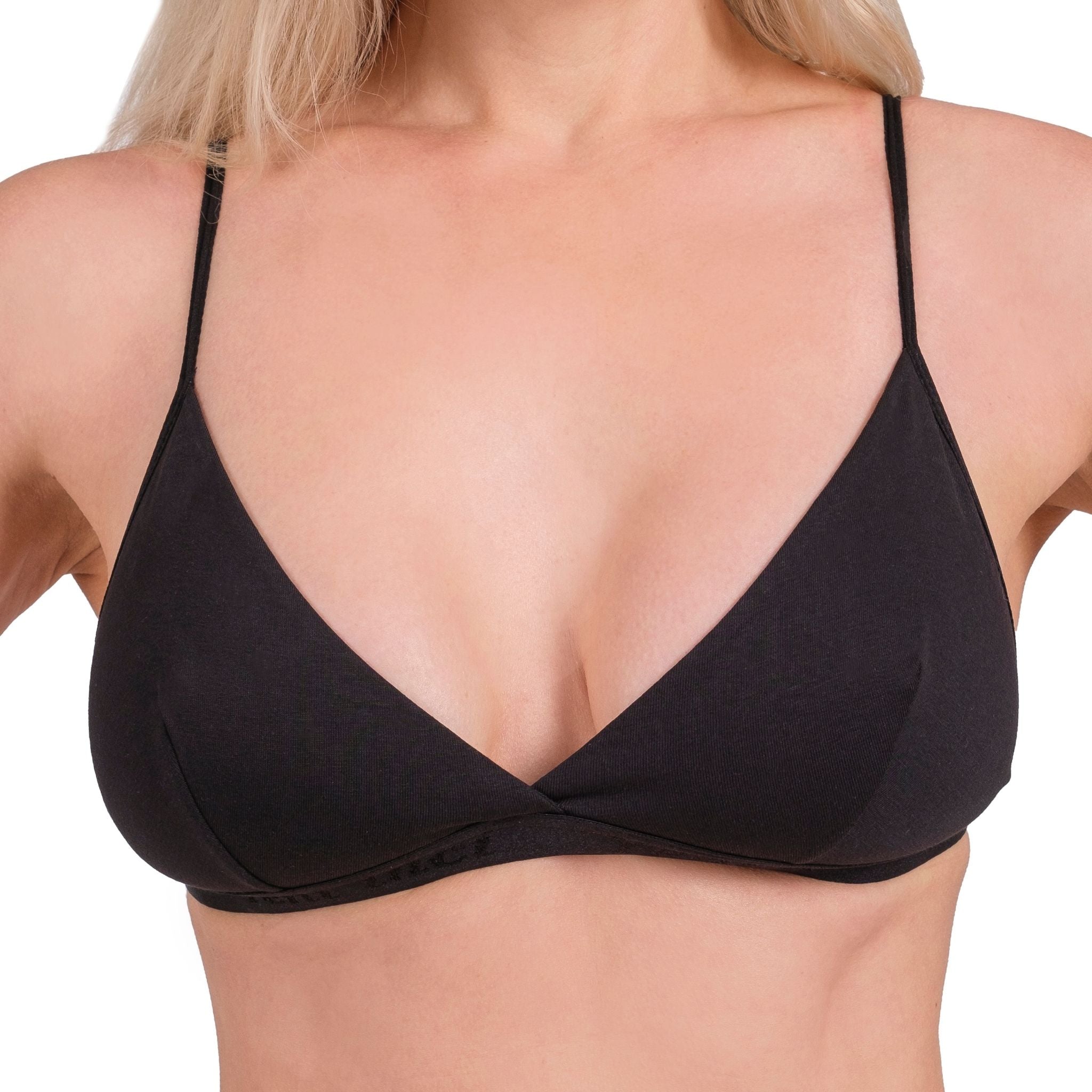 Wire-Free Cotton Triangle Bra – Soft, Lightweight & Breathable Bralette for Daily Comfort (Black, Nude, Grey) - Hazel Textile