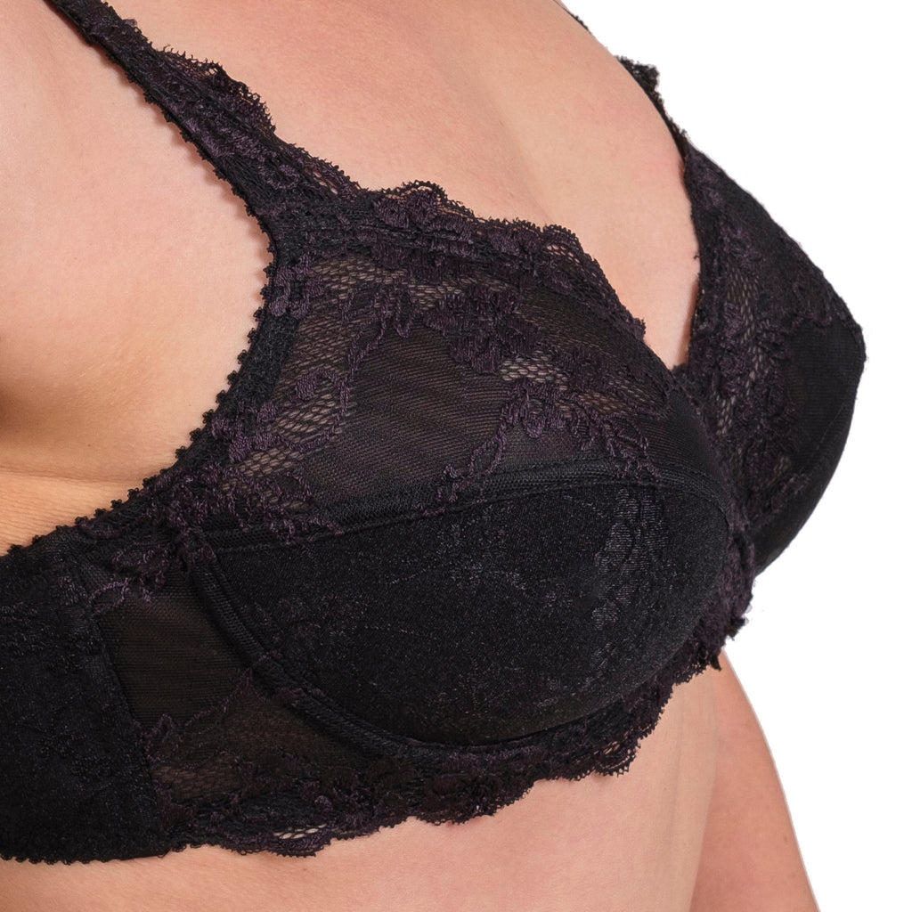 Lace Full-Coverage Underwire Bra – Adjustable Straps, Breathable Fabric & Elegant Everyday Support (White, Skin, Black) - Hazel Textile