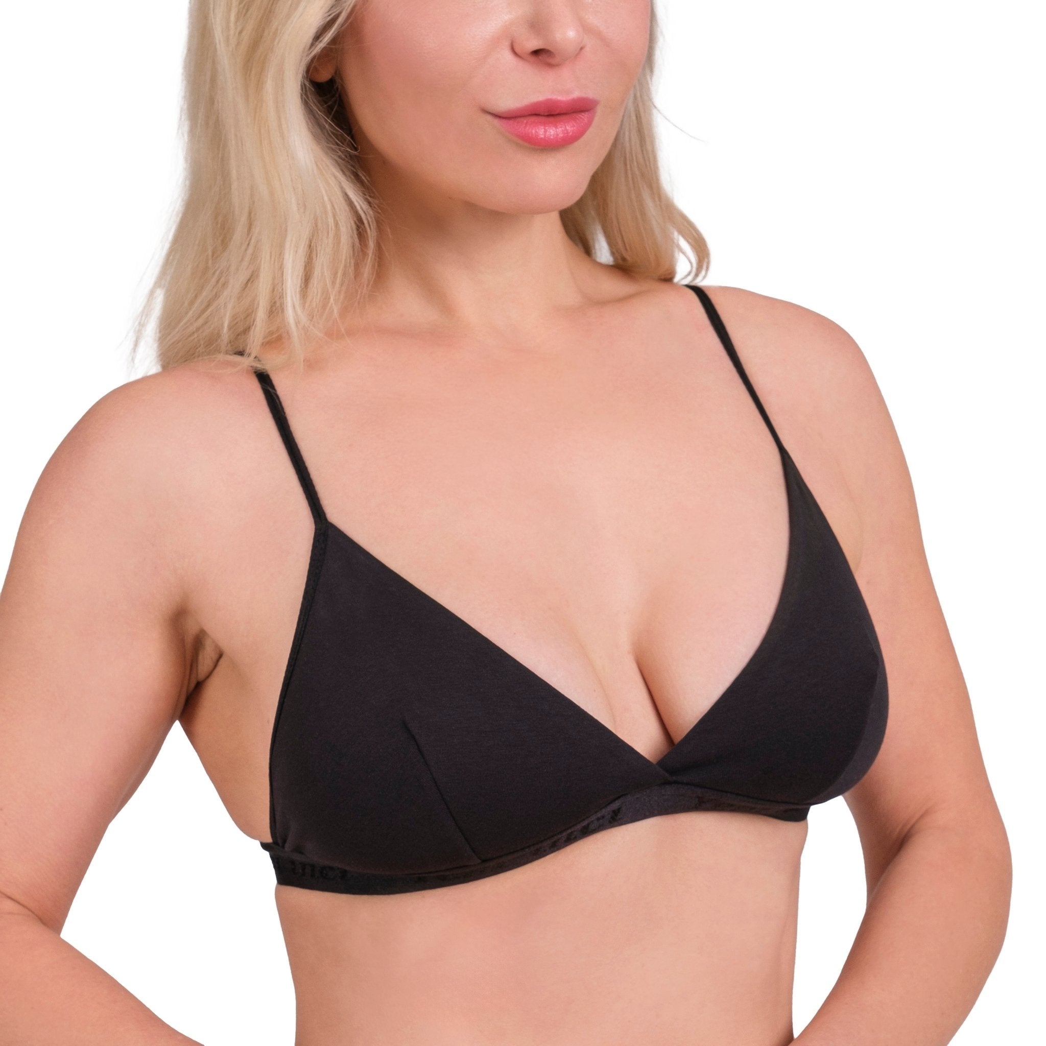 Wire-Free Cotton Triangle Bra – Soft, Lightweight & Breathable Bralette for Daily Comfort (Black, Nude, Grey) - Hazel Textile