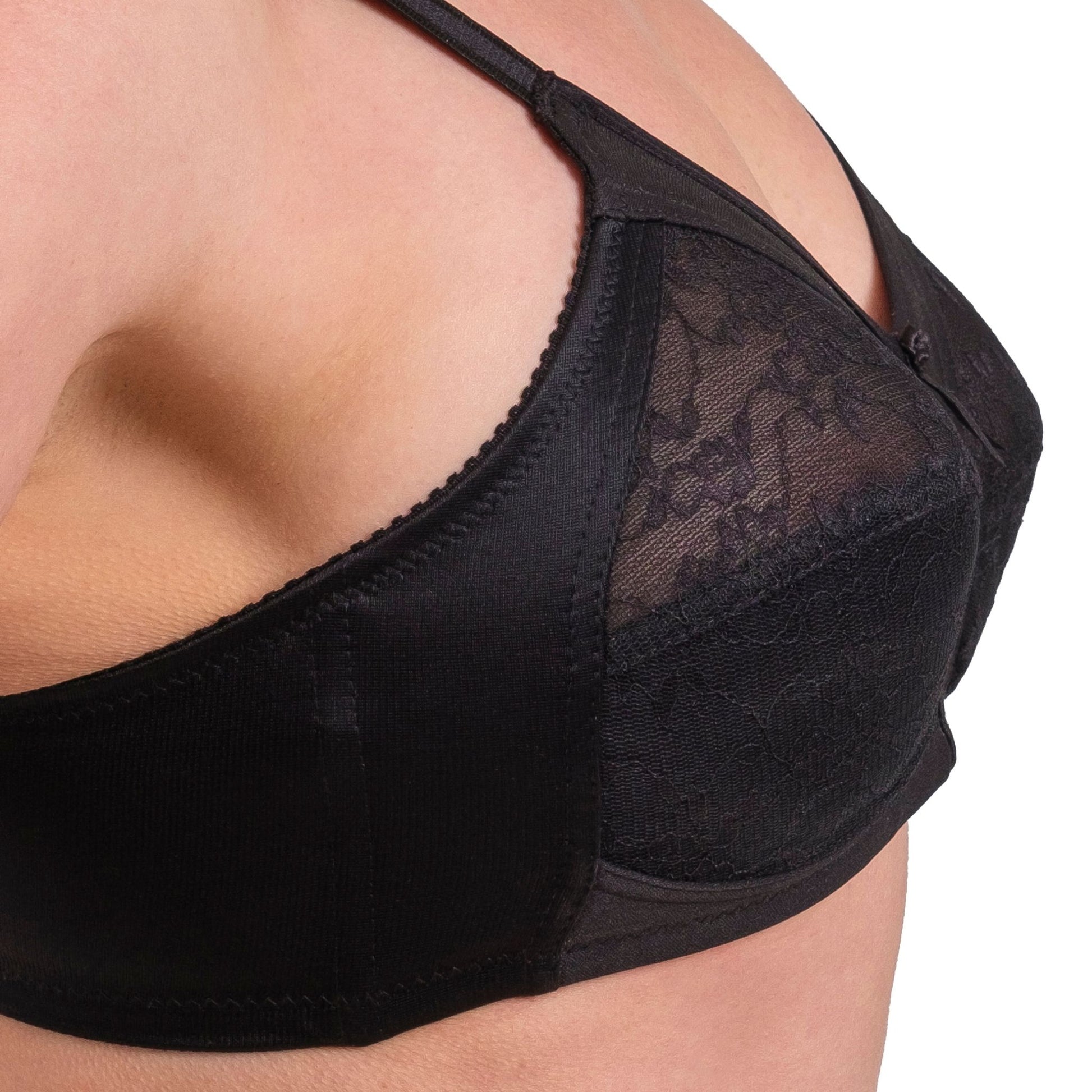 Women’s Full-Coverage Lace Bra – Wireless, Supportive & Breathable Lingerie (White, Black, Skin) - Hazel Textile
