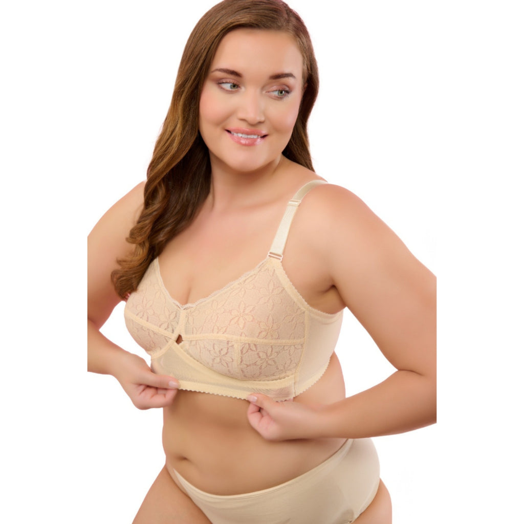 Full-Coverage Lace Bra for Women – Adjustable Straps, Wireless Support & Breathable Everyday Fit - Hazel Textile
