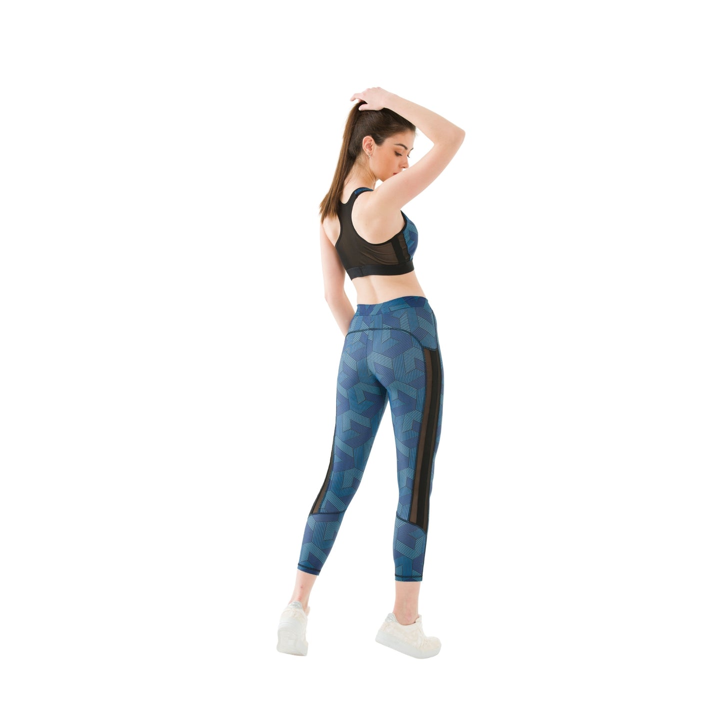 High-Waisted Patterned Workout Leggings with Mesh Panels – Breathable & Stretchy Activewear for Women