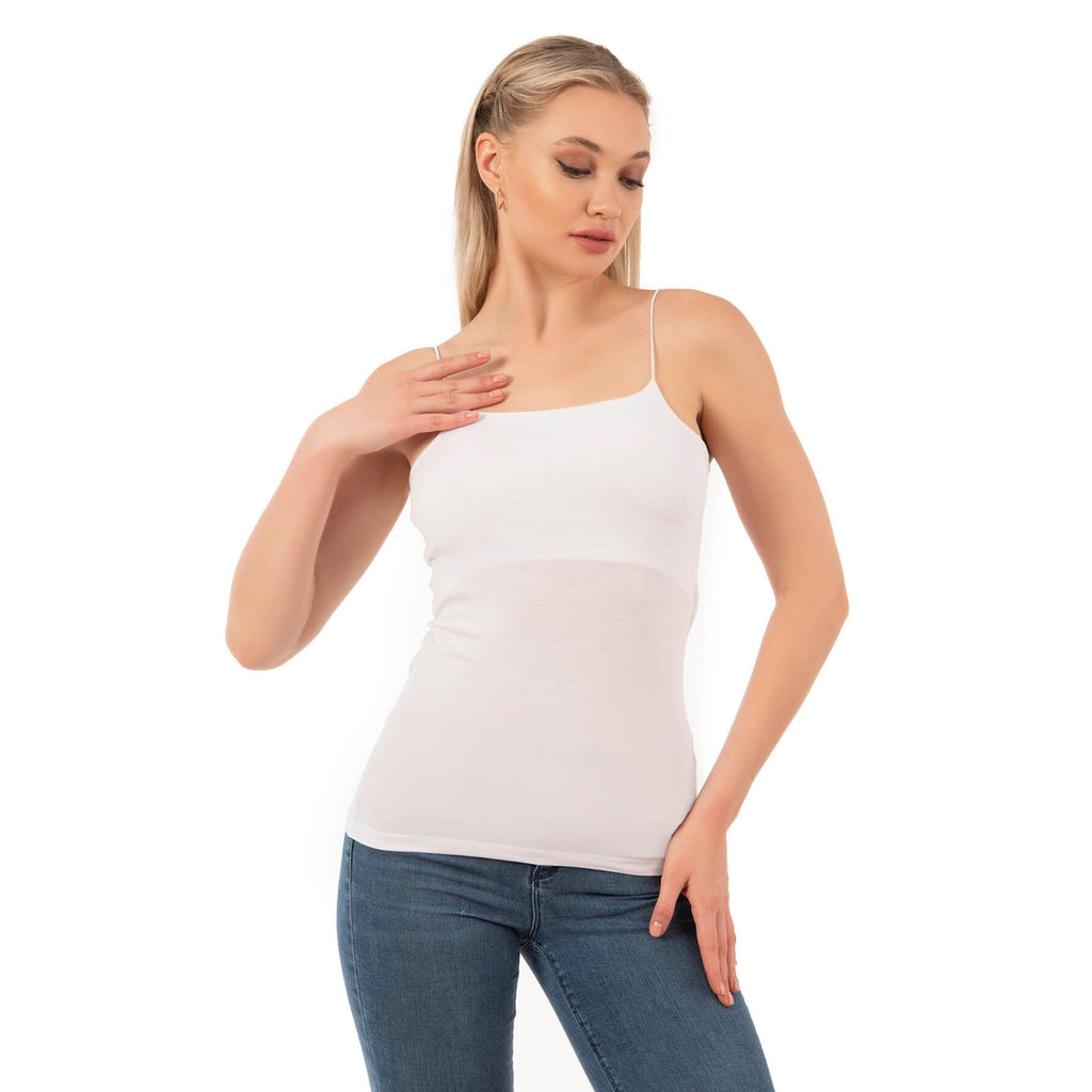 Women's Cotton-Modal Camisole Top – Soft Stretch Knit Tank with Thin Straps - Hazel Textile