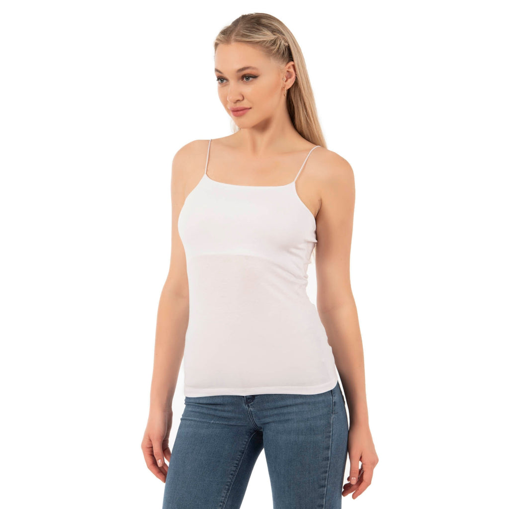 Women's Cotton-Modal Camisole Top – Soft Stretch Knit Tank with Thin Straps - Hazel Textile