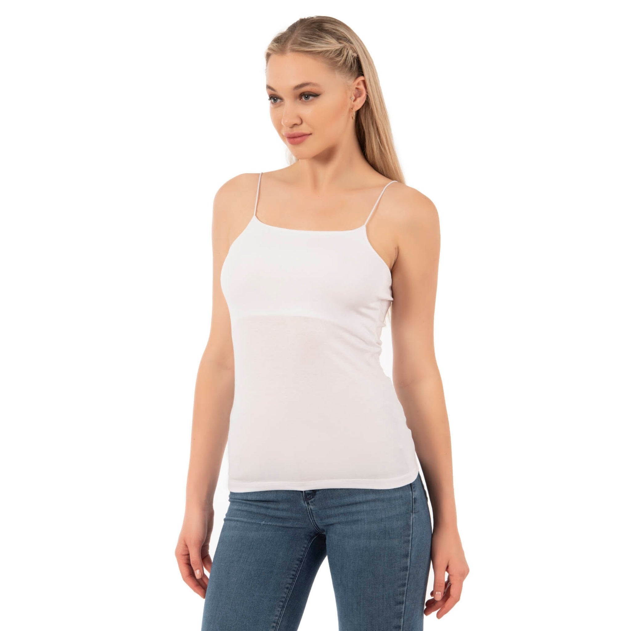 Women's Cotton-Modal Camisole Top – Soft Stretch Knit Tank with Thin Straps - Hazel Textile