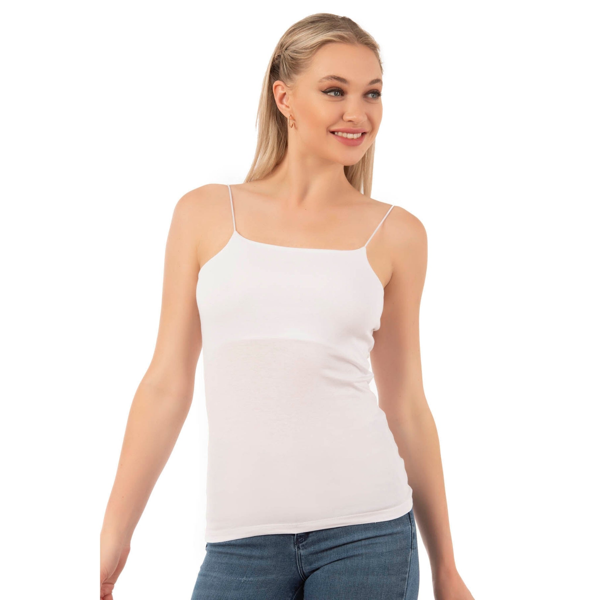 Women's Cotton-Modal Camisole Top – Soft Stretch Knit Tank with Thin Straps - Hazel Textile