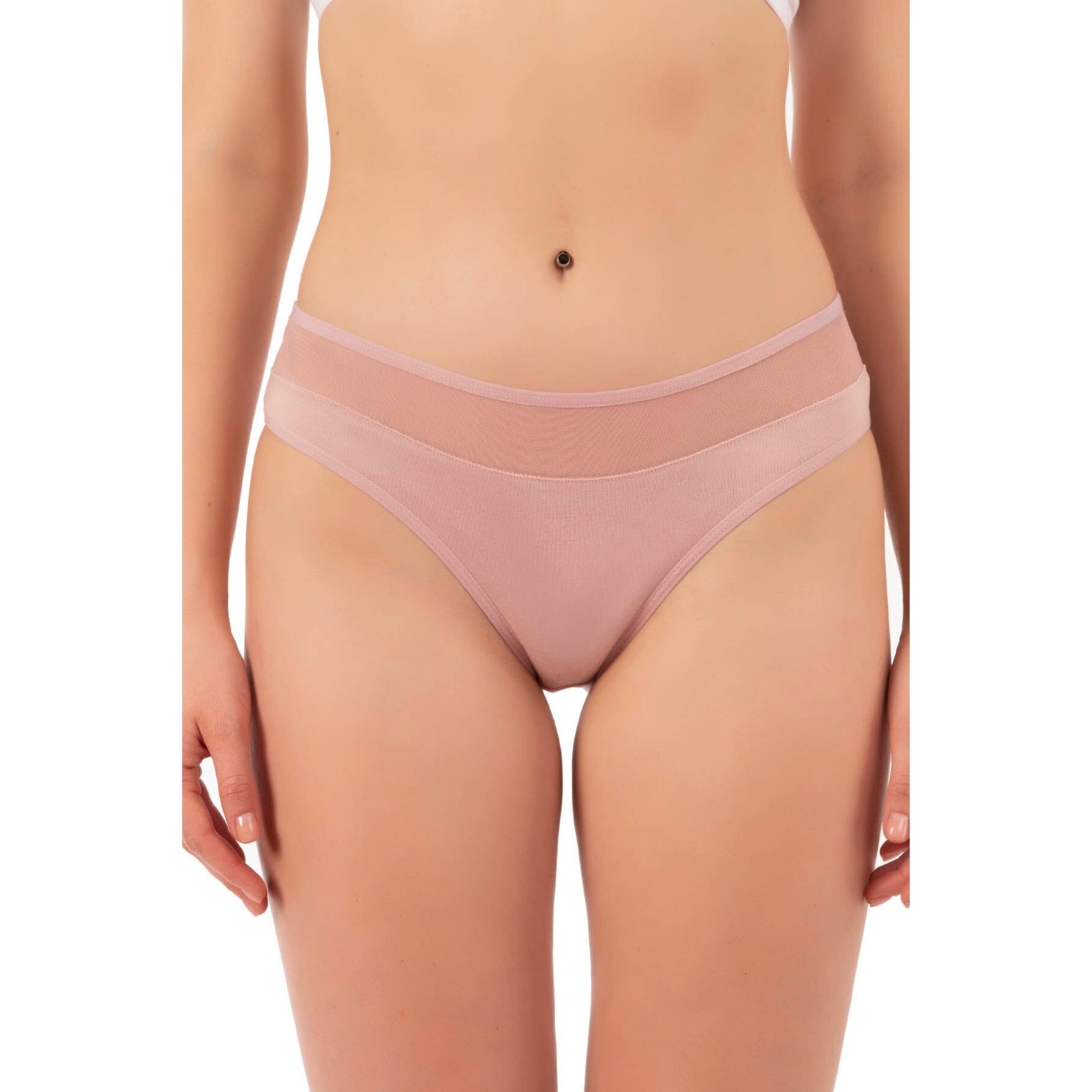 7-Pack Women’s Cotton Bikini Panties with Mesh Waist – Stretch Slip Brief Underwear Set - Hazel Textile