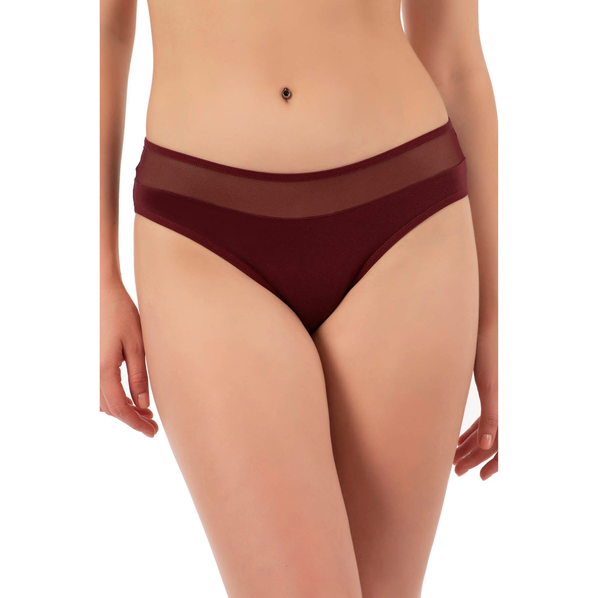 7-Pack Women’s Cotton Bikini Panties with Mesh Waist – Stretch Slip Brief Underwear Set - Hazel Textile