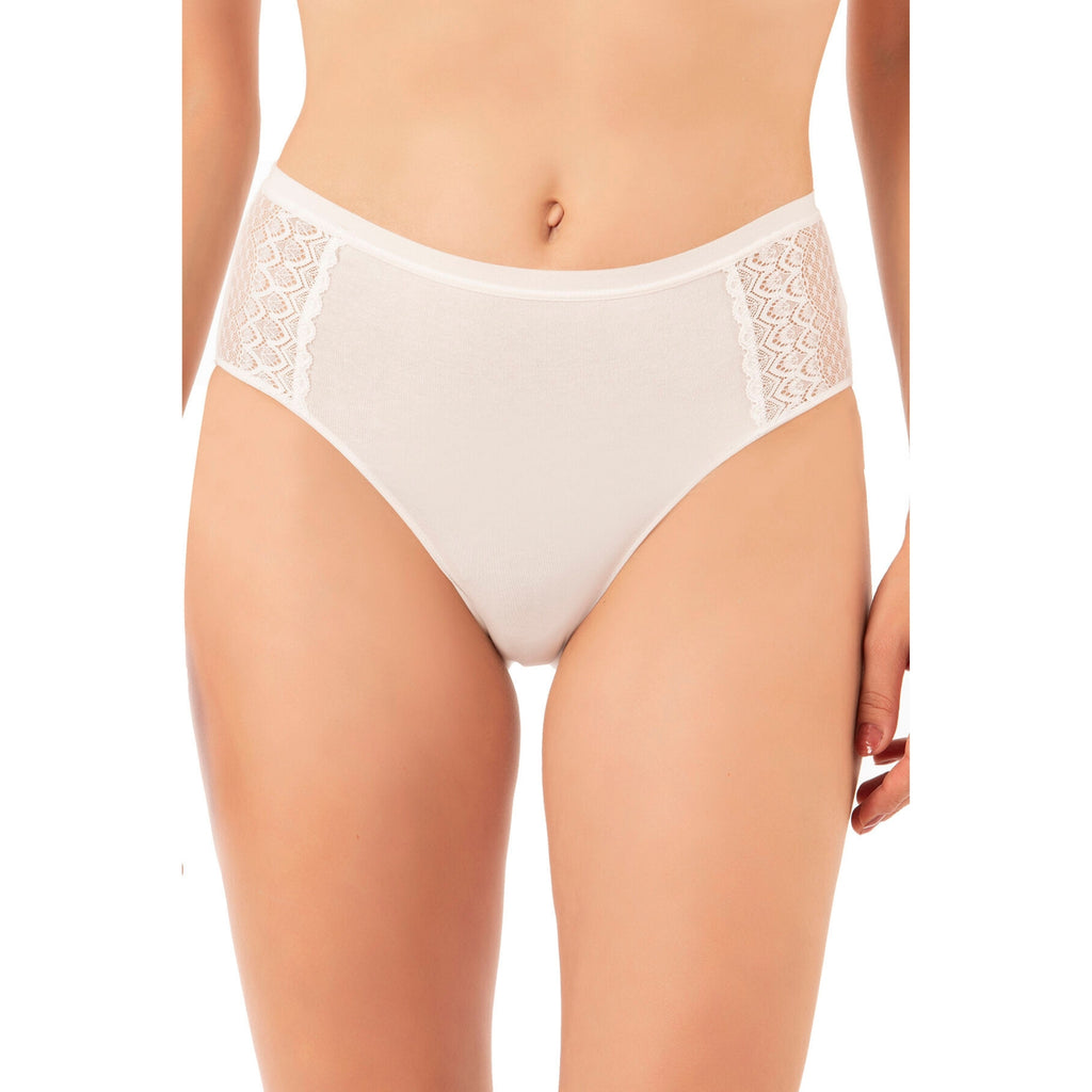 3-Pack Women’s Cotton Modal High-Leg Briefs – Lace Side Panel Underwear Set - Hazel Textile