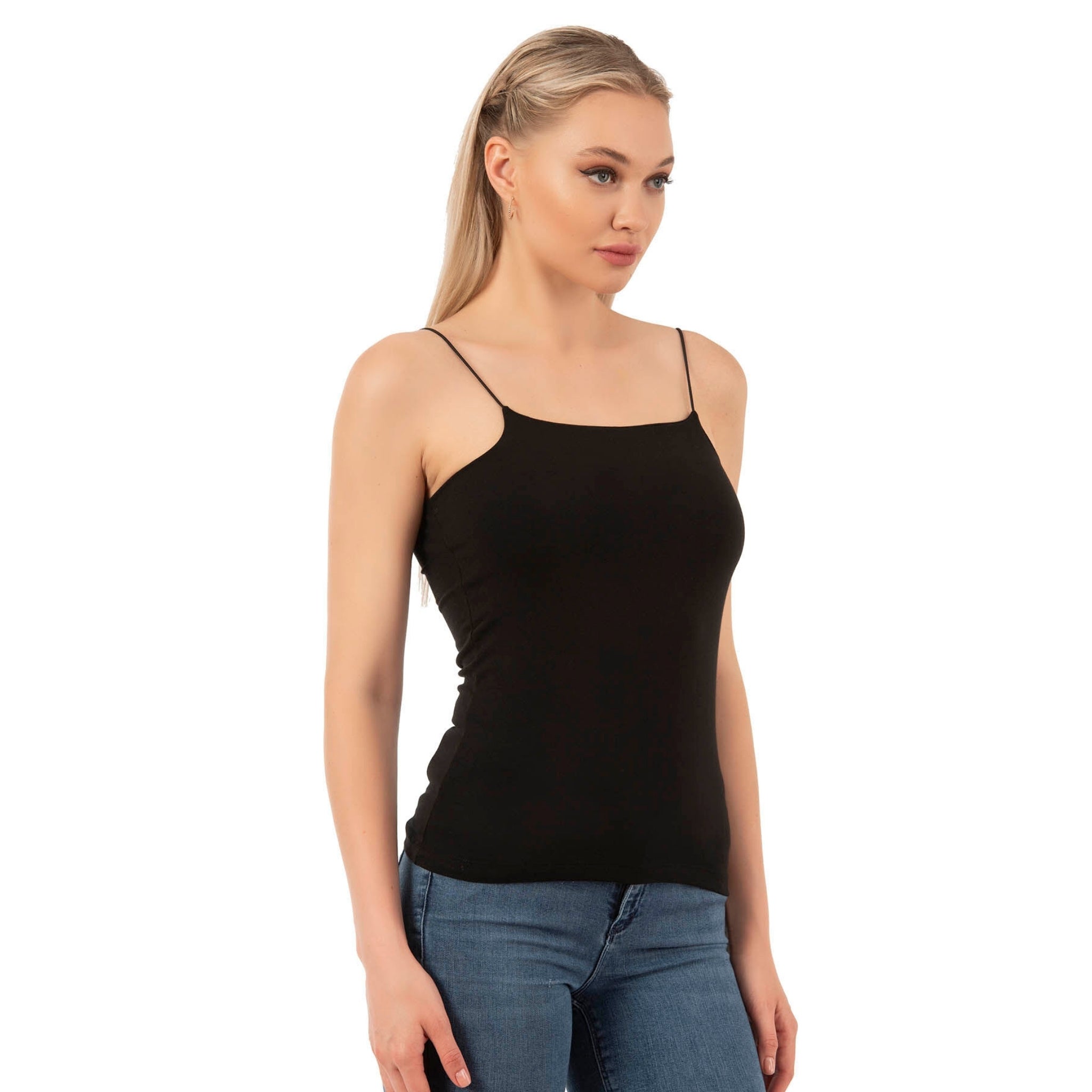 Women's Cotton-Modal Camisole Top – Soft Stretch Knit Tank with Thin Straps - Hazel Textile