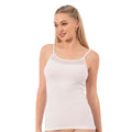 Women’s Cotton Modal Camisole with Mesh Detail – Soft Stretch Tank Top with Thin Straps - Hazel Textile