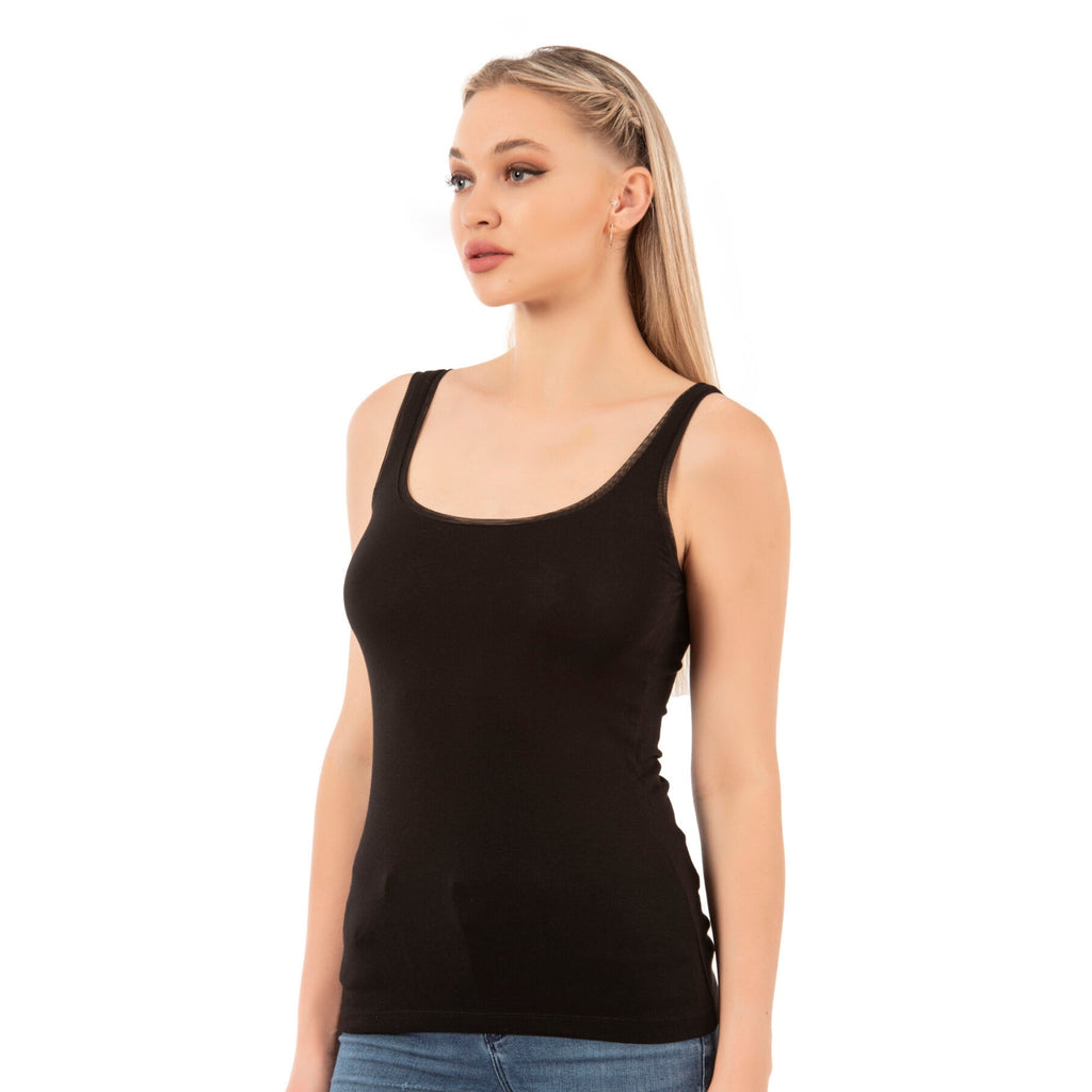 Women's Modal-Cotton Tank Top with Bias Trim – Breathable & Stretchy Everyday Essential - Hazel Textile