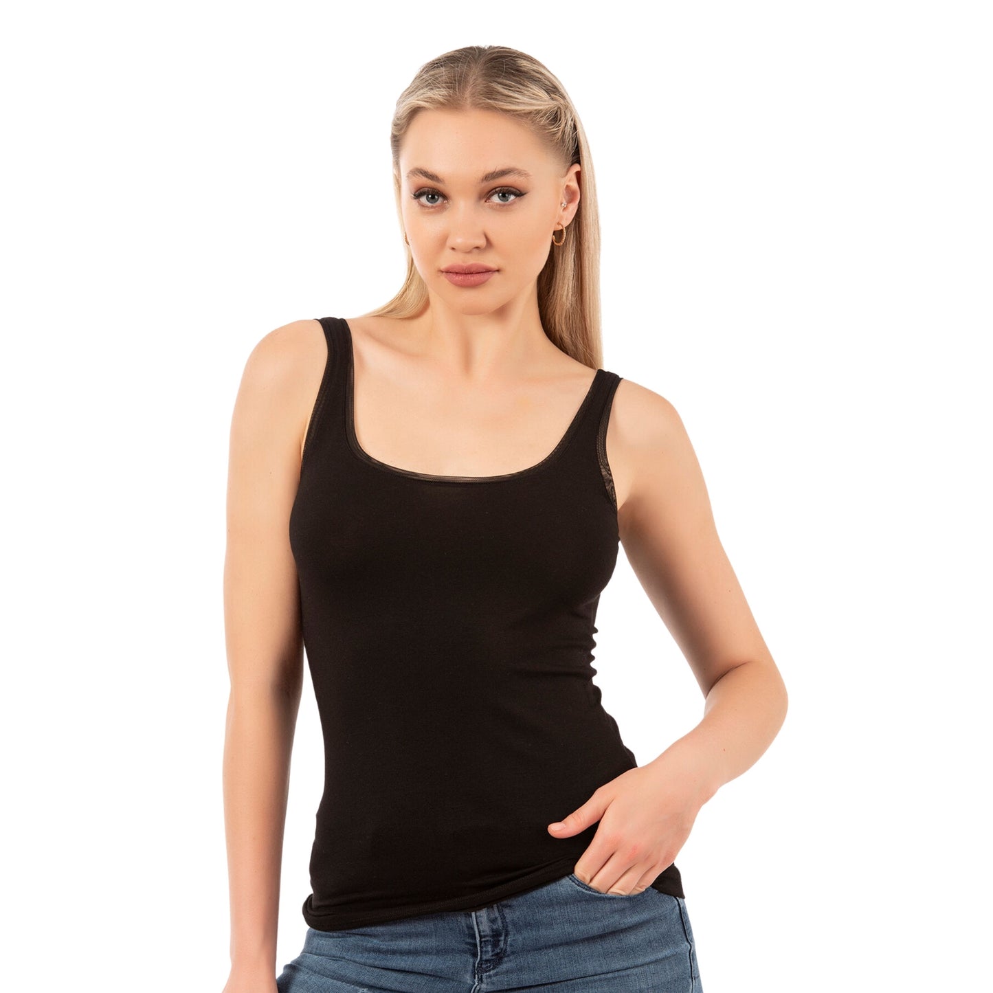 Women's Modal-Cotton Tank Top with Bias Trim – Breathable & Stretchy Everyday Essential - Hazel Textile