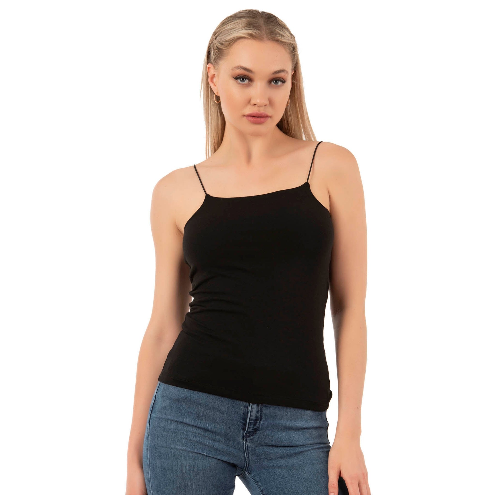 Women's Cotton-Modal Camisole Top – Soft Stretch Knit Tank with Thin Straps - Hazel Textile