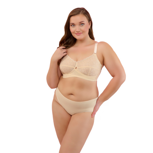 Lace Full-Coverage Bra – Adjustable Straps & Support - Hazel Textile